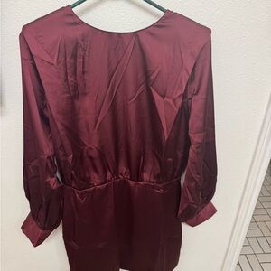 Glam Burgundy Long Sleeve Dress